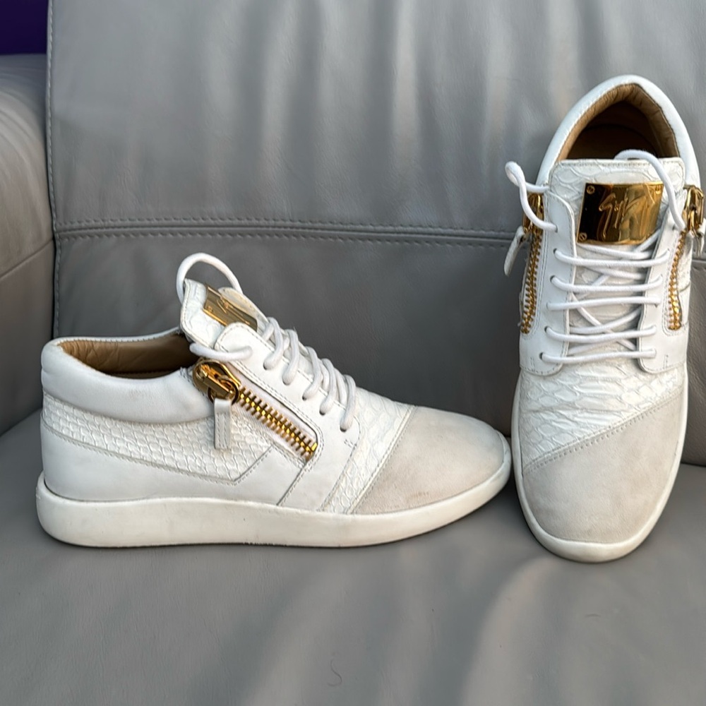 Giuseppe Zanotti White Leather Sneakers Size 39